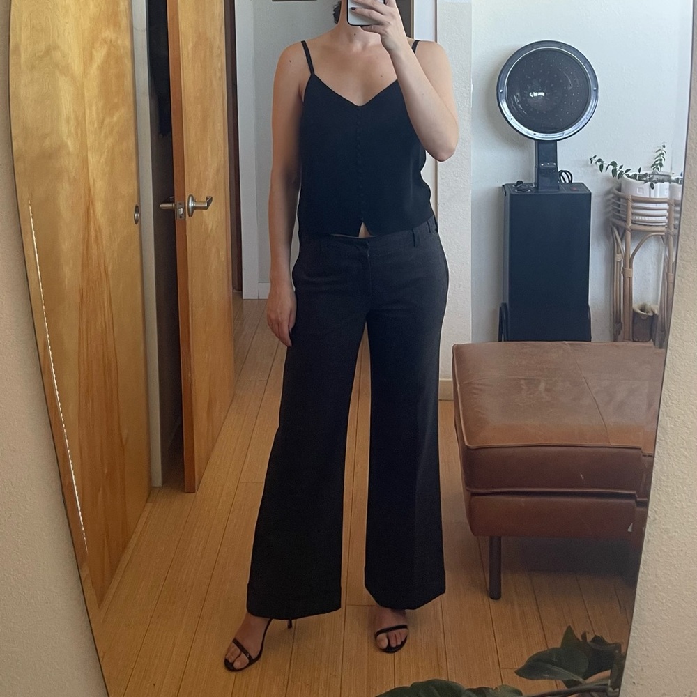 VINTAGE Vince Virgin Wool Blend Wide Leg LowRise Salt & Pepper Trousers